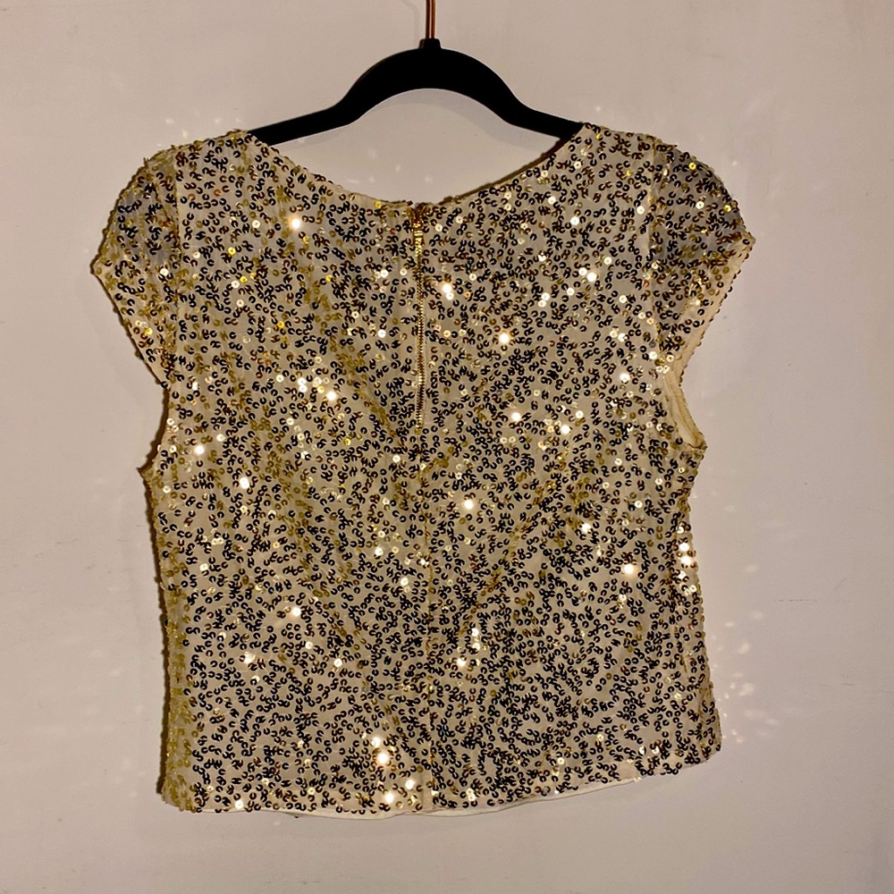 Gold sequined Alice + Olivia top - Picture 2 of 3